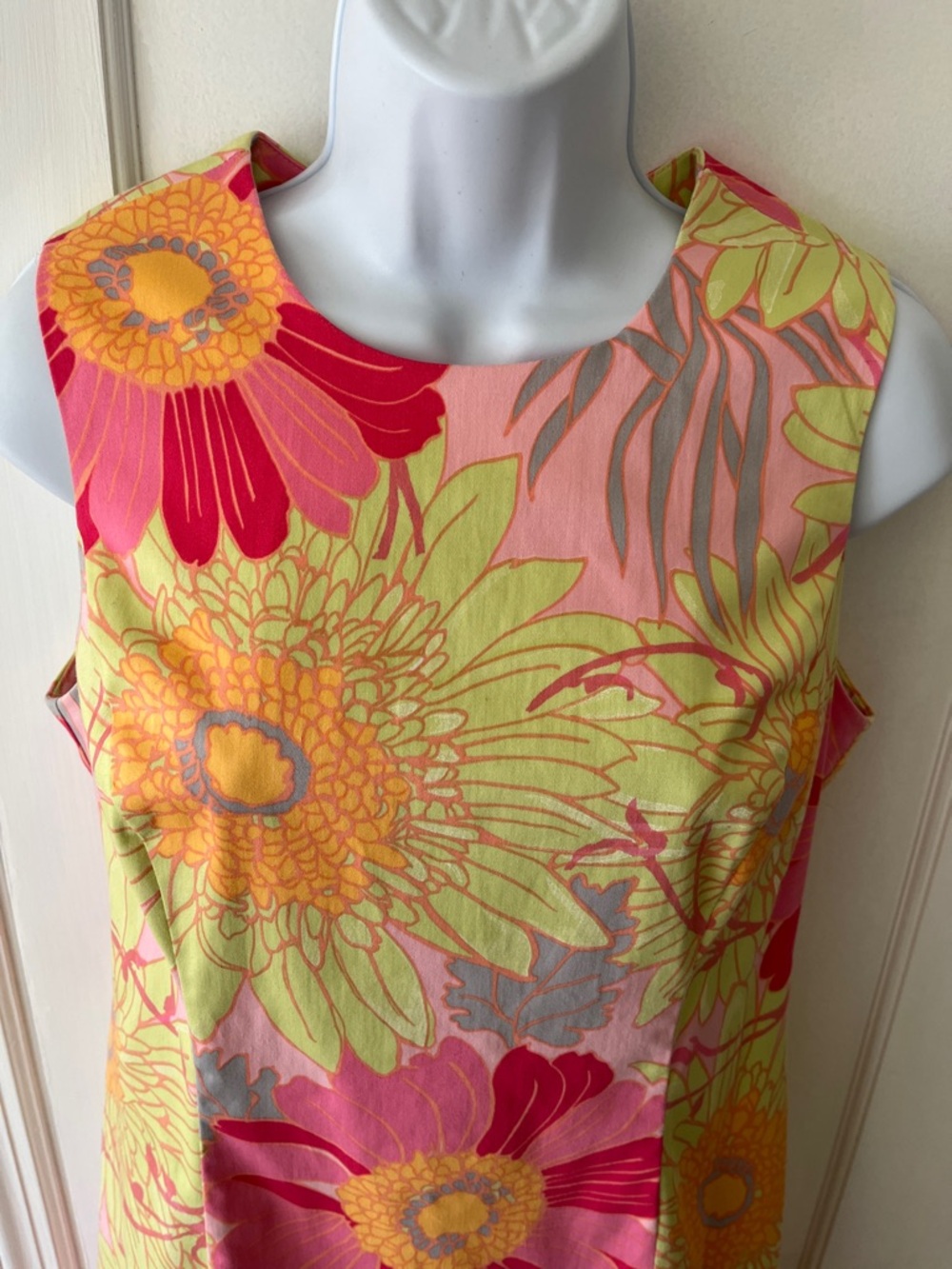 Talbots Petites Sleeveless Sheath Dress Multi Floral Pink Green Womens 10 Preppy - Picture 4 of 17